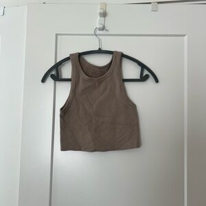 Brown Ribbed Crop Top